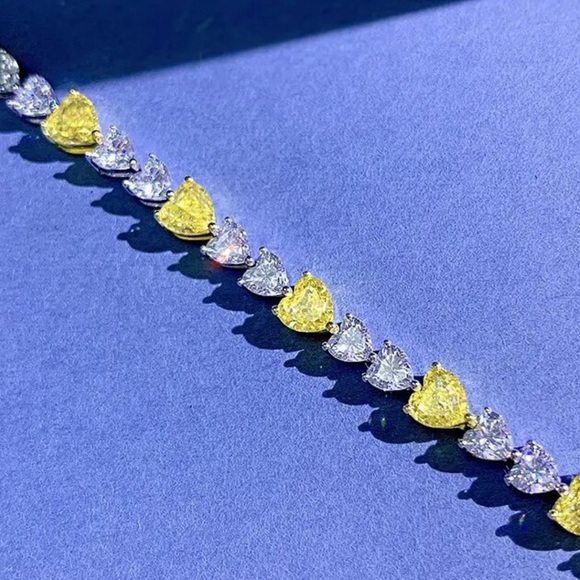 11ct Canary Heart Tennis Bracelet - Picture 8 of 9